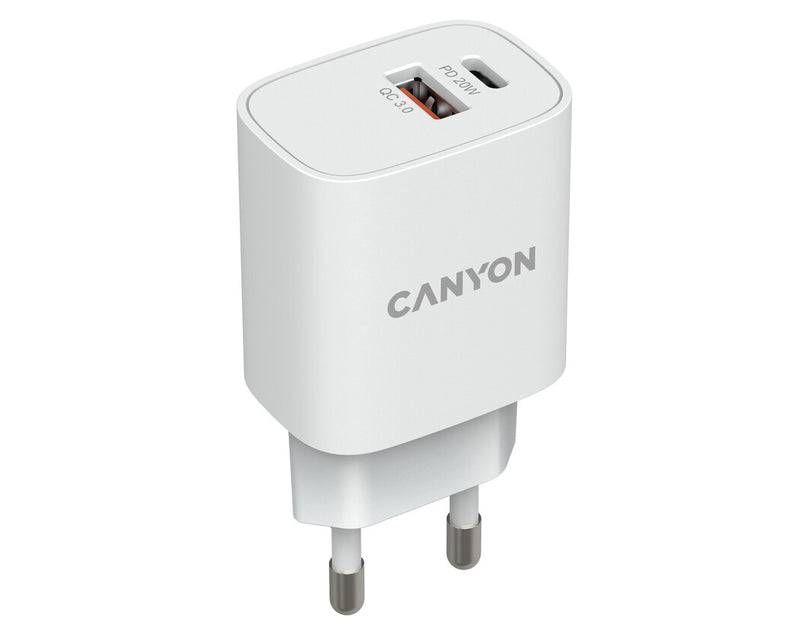 Canyon Wall Charger H-20-04 USB-C And QC 3.0 White