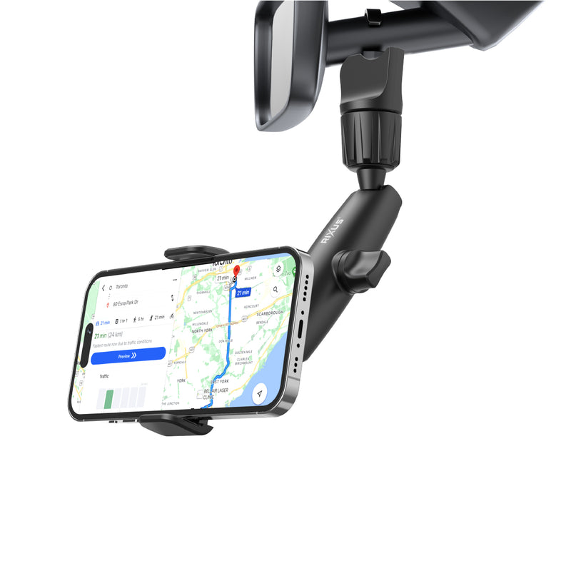 Rixus RXHW65 360° Rear View Mirror Phone Holder Mount Black