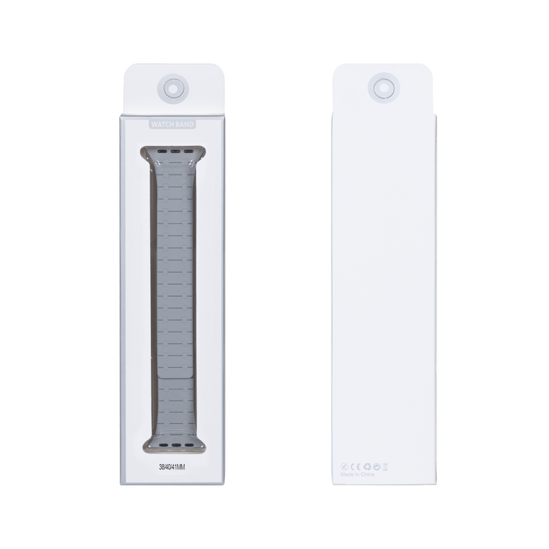 Para Apple Reloj 38 mm, 40 mm, 41 mm Correa de silicona magnética Doble color gris/azul Caja minorista