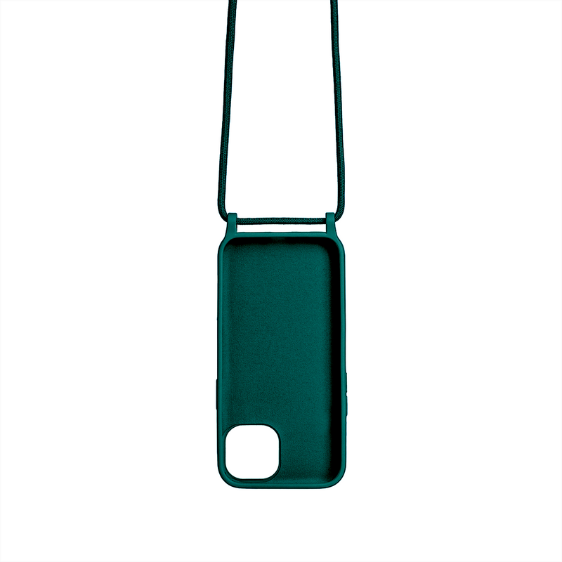 Rixus For iPhone 14 TPU Necklace Cord Cover Dark Green