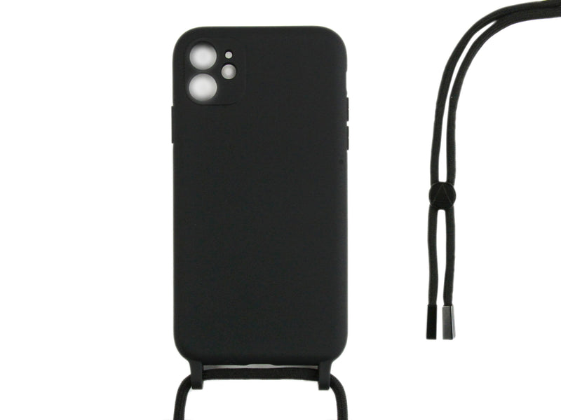 Rixus Para iPhone 12 Mini TPU Collar Cord Cover Negro