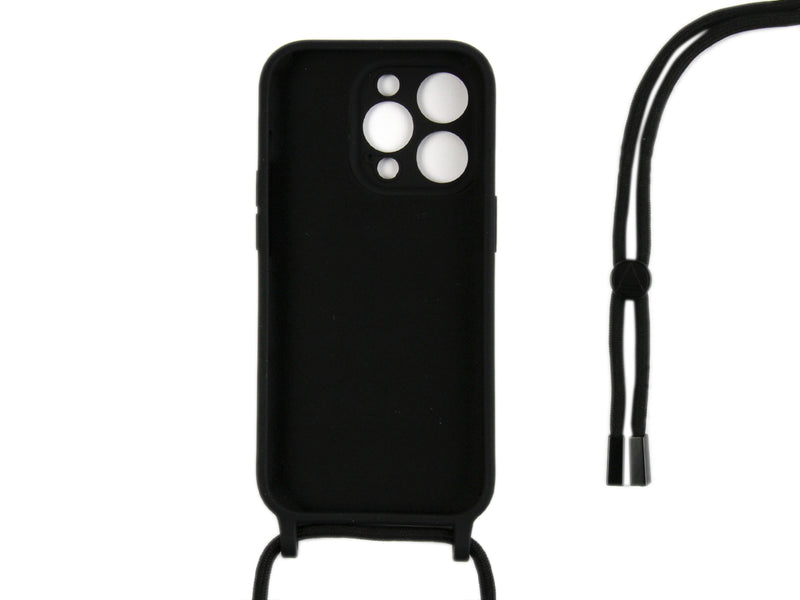 Rixus Pour iPhone 13 Pro TPU Necklace Cord Cover Noir