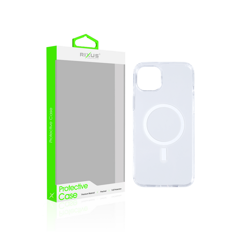 Rixus Para Funda magnética transparente para iPhone 15 Plus