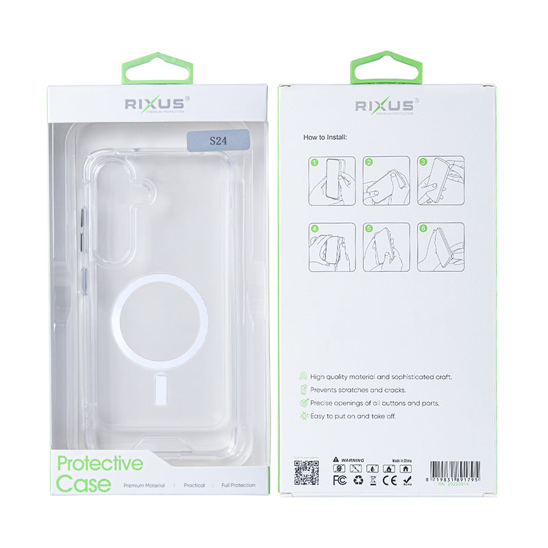 Rixus For Samsung Galaxy S24 5G S921B Crystal Clear Anti-shock TPU With MagSafe