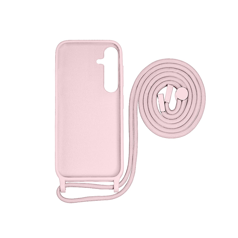 Rixus For Samsung Galaxy A25 5G A256B TPU Necklace Cord Cover Pink