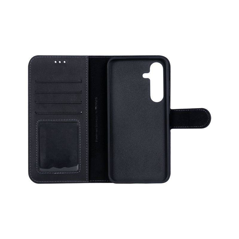 Rixus For Samsung Galaxy S24 Plus S926B Duo Magnetic Detachable Wallet Black