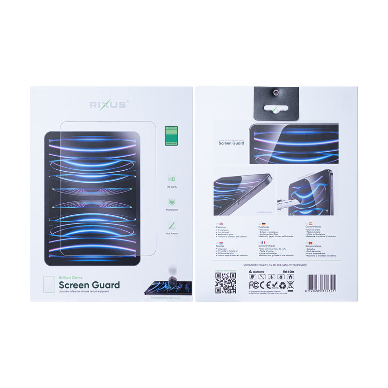 Rixus Screen Guard Para iPad Pro 11"(2020,2018,2021), Air 4 10.9"(2020), Air 5 10.9"(2022), Transparente