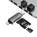 Rixus RXCR02 4-1 USB 3.0, USB-C To SD/TF Card Reader Space Gray