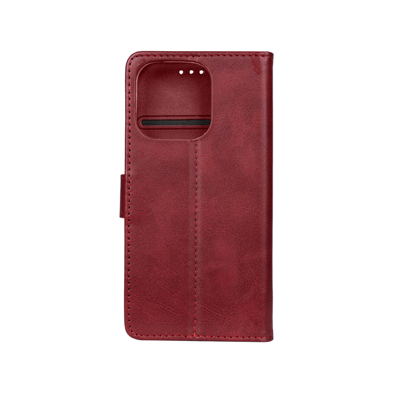 Rixus Bookcase For iPhone 16 Pro Dark Red