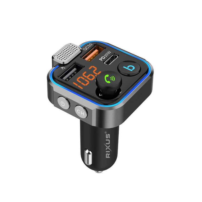 Rixus RXBT30 Car FM Bluetooth Transmitter Black