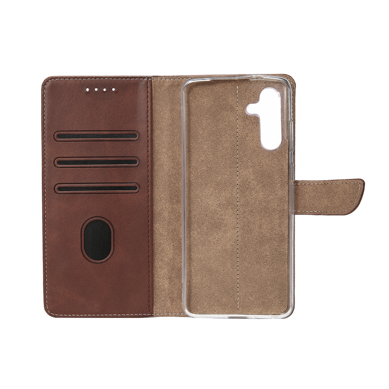 Rixus Bookcase For Samsung Galaxy A14 5G A146B Brown