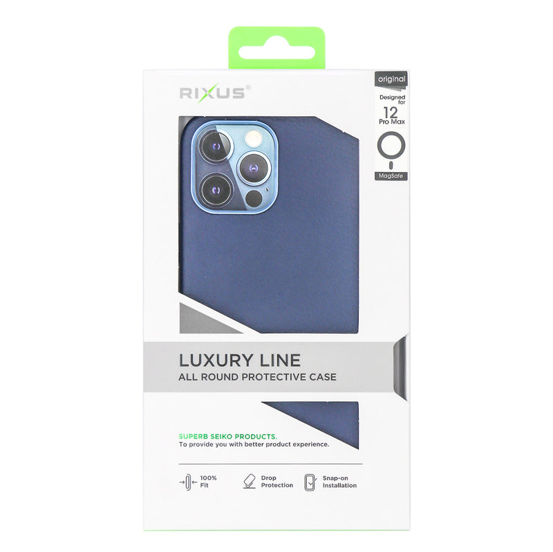 Rixus Classic 02 Case With MagSafe Pour iPhone 12 Pro Max Bleu