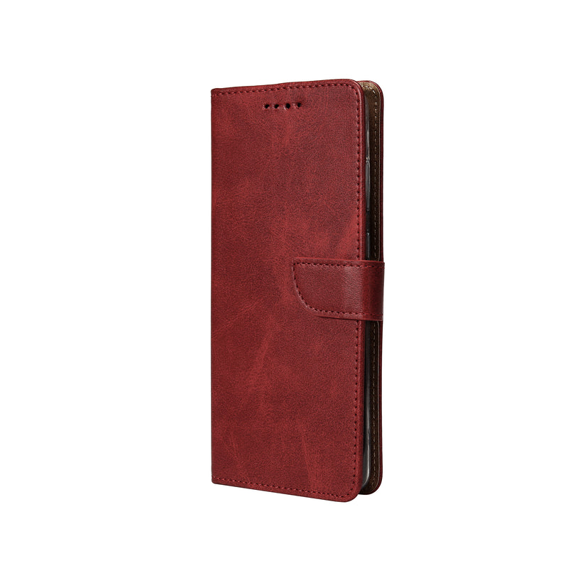 Rixus Bookcase For iPhone 16 Plus Dark Red