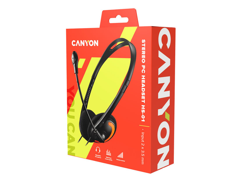 Canyon Casque PC HS-01 Mic Flat 2M Noir Orange