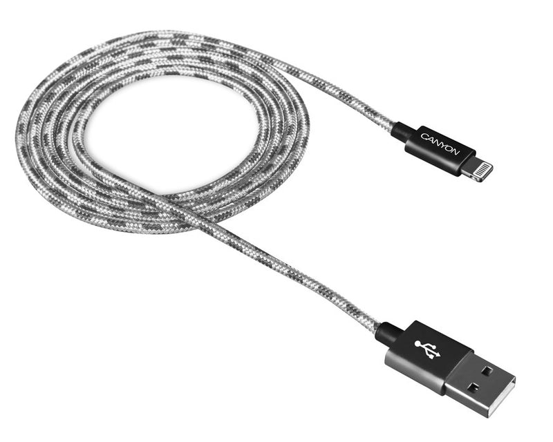 Canyon CFI-3 Cable USB a Lightning 5W 1Mtr Trenzado Gris Oscuro