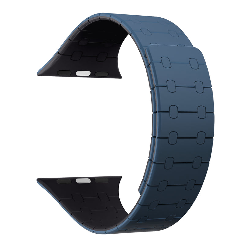 Rixus For Apple Watch 42mm, 44mm, 45mm, 49mm Silicone Band With Magnetic Blue + Midnight
