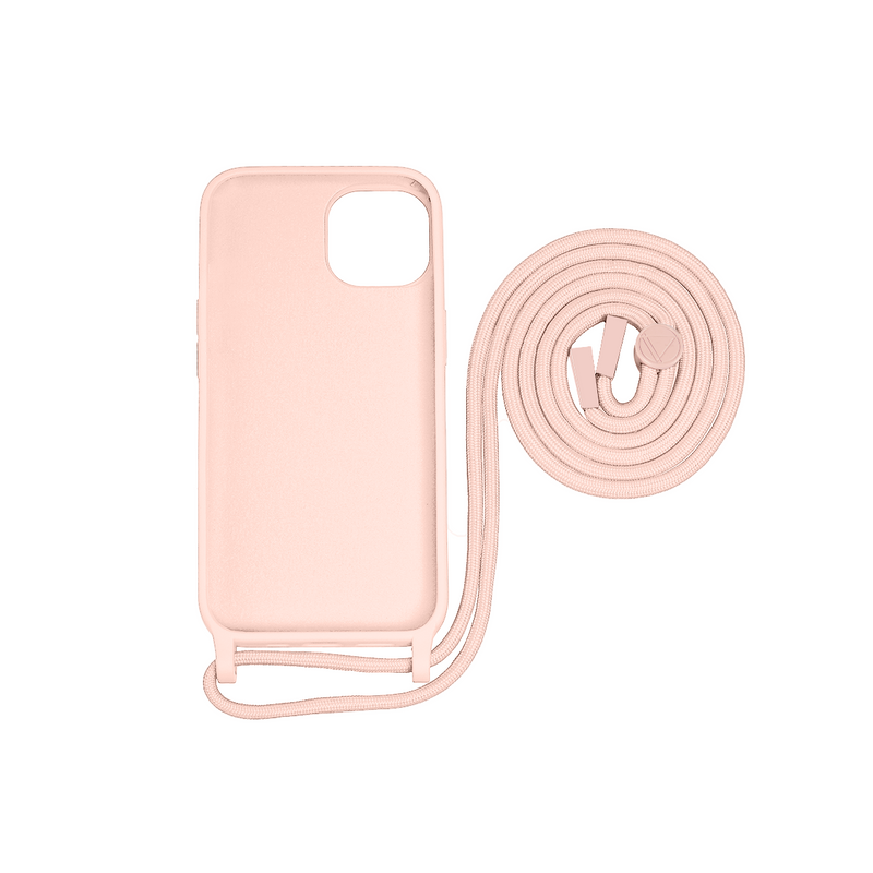 Rixus For iPhone 13 TPU Necklace Cord Cover Pink