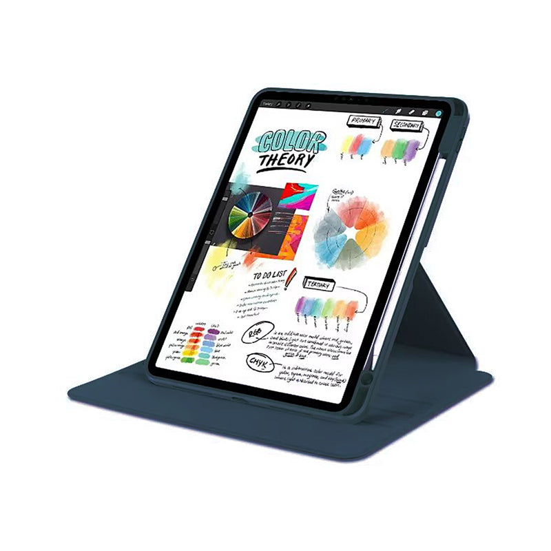 Para Funda protectora de cuero PU para iPad de 10,2", 10,5" azul oscuro