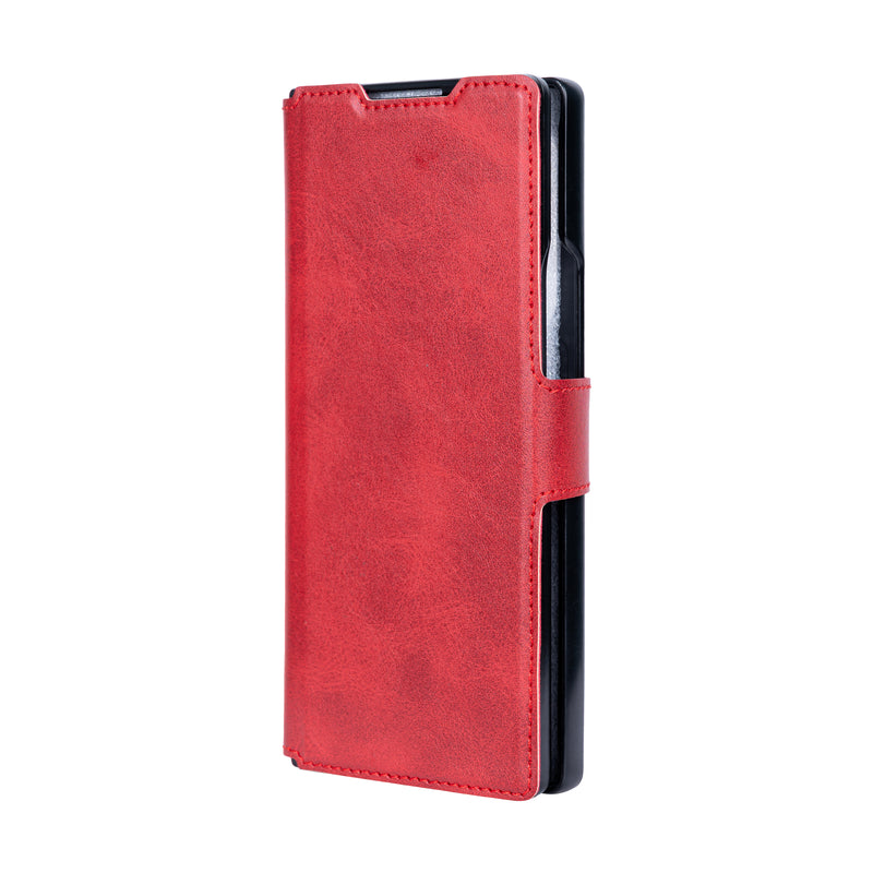 Rixus Wallet Case For Samsung Galaxy Z Fold 4 With Pen Holder Red