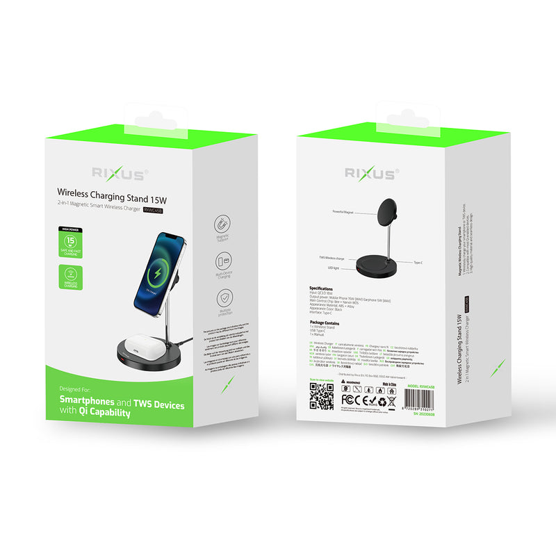 Rixus RXWC45B Wireless Charging Stand 15W Black