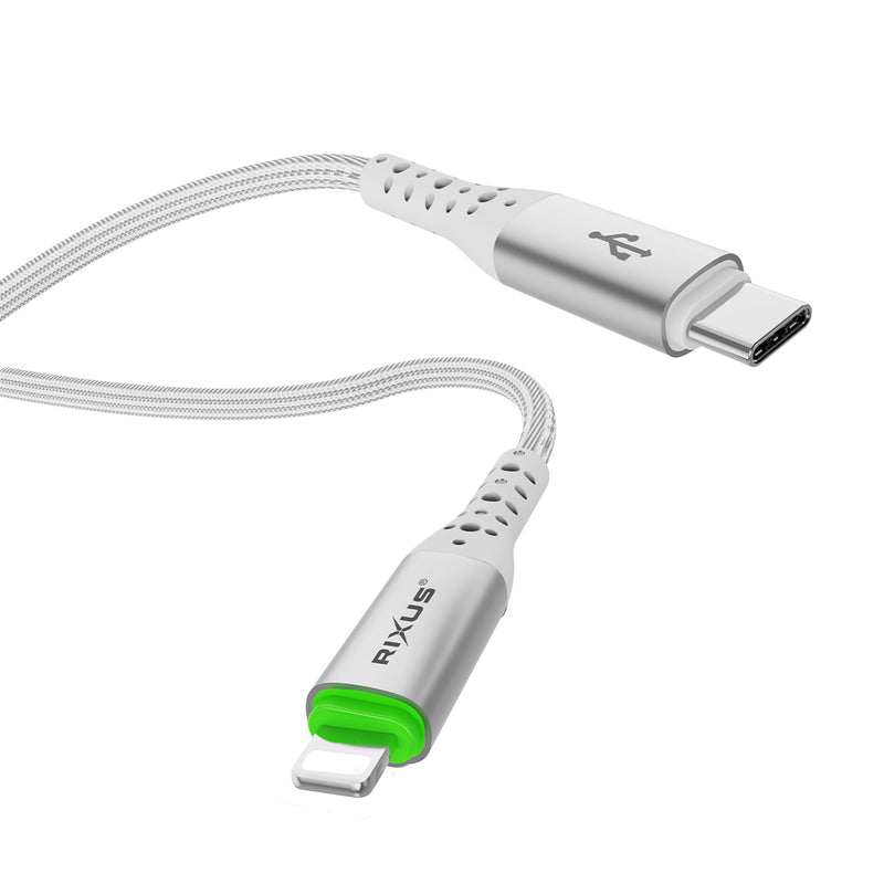 Rixus RXUC21L Auto Disconnect USB-C To Lightning Cable White