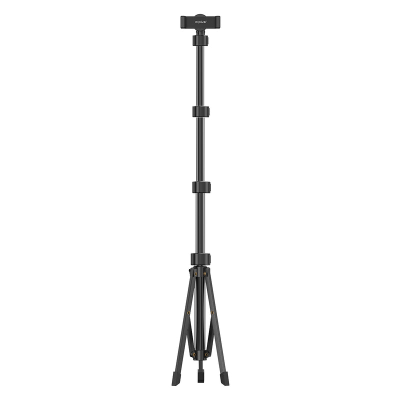 Rixus RXPH61 1.6m Extendable Cell Phone Tripod With Wireless Remote And Phone Holder Black