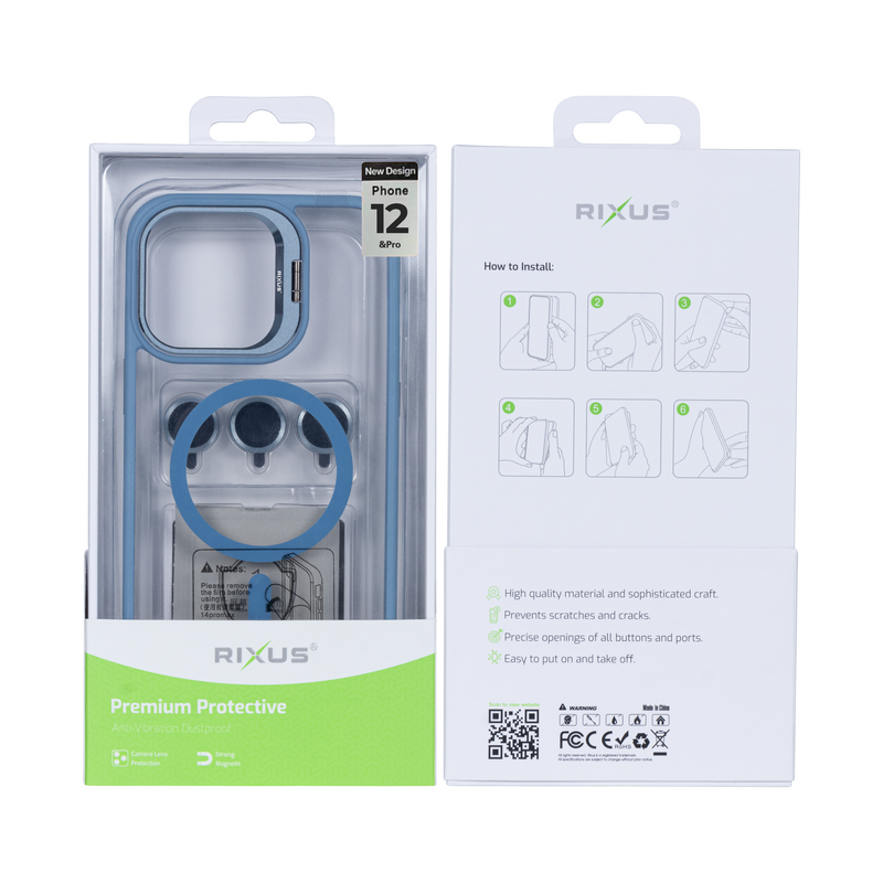 Rixus Classic 03 Case With MagSafe For iPhone 12, 12 Pro Light Blue