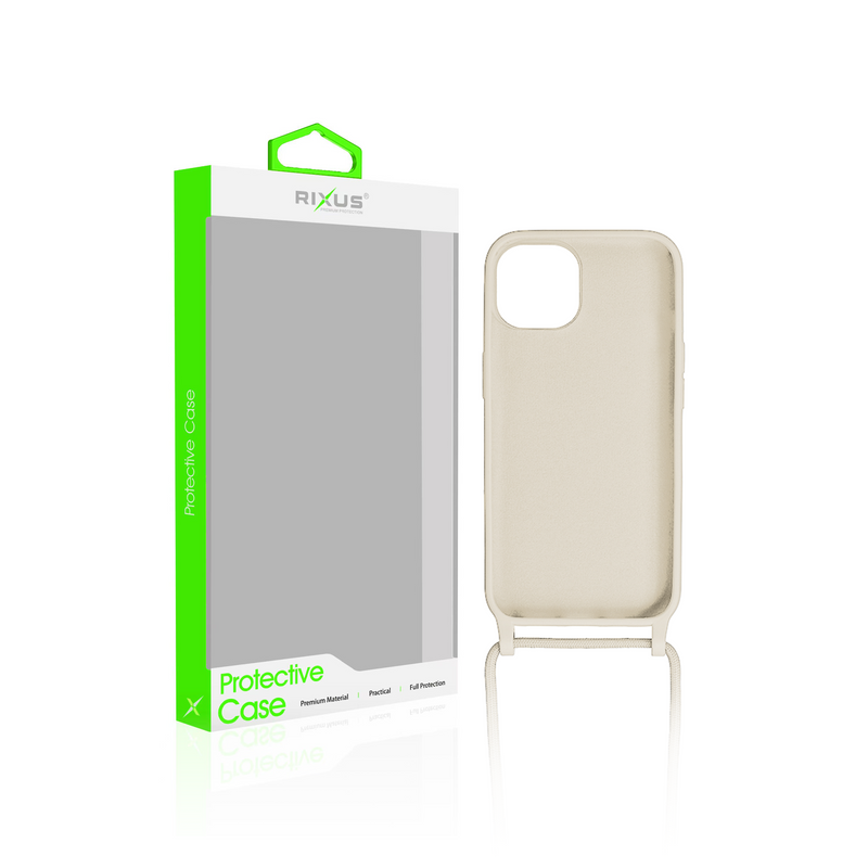 Rixus Para iPhone 15 TPU Collar Cordón Funda Oro