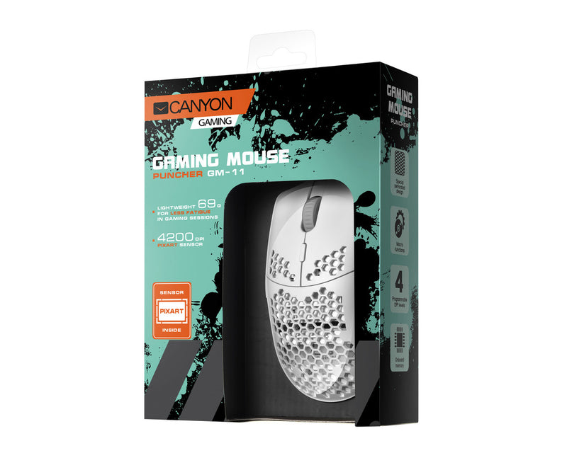 Canyon Ratón Gaming GM-11 Puncher RGB 7 Botones Blanco