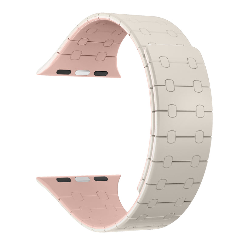 Rixus Para Apple Reloj de 38 mm, 40 mm, correa de silicona de 41 mm con blanco magnético + rosa