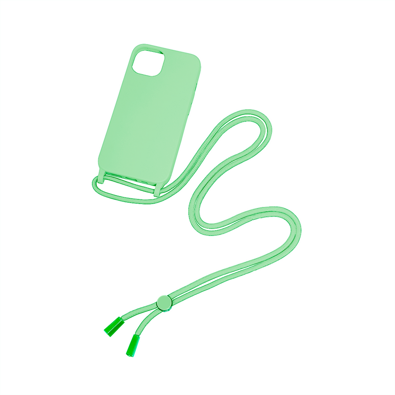 Rixus For iPhone 14 Plus TPU Necklace Cord Cover Matcha