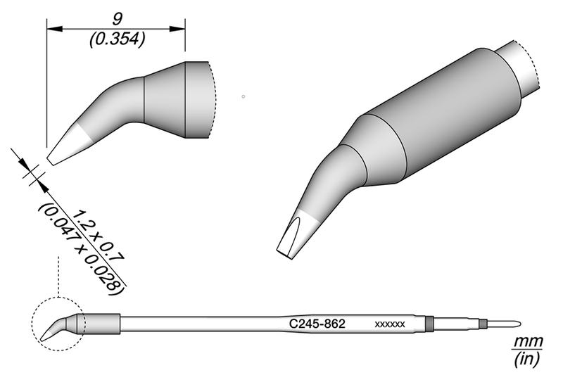 Cincel curvado 1,2 x 0,7 L (C245862)