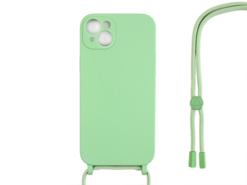 Rixus Pour iPhone 15 Plus TPU Necklace Cord Cover Matcha