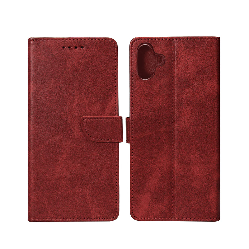 Rixus Bookcase For Samsung Galaxy A05 A055F Dark Red