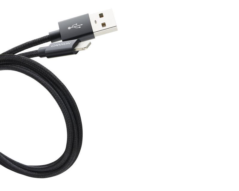 Canyon CFI-3 Cable USB a Lightning 5W 1Mtr Trenzado Negro