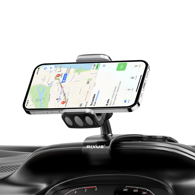 Rixus RXHW61 Clip HUD 360 degrés pour écran de téléphone dans la voiture Noir