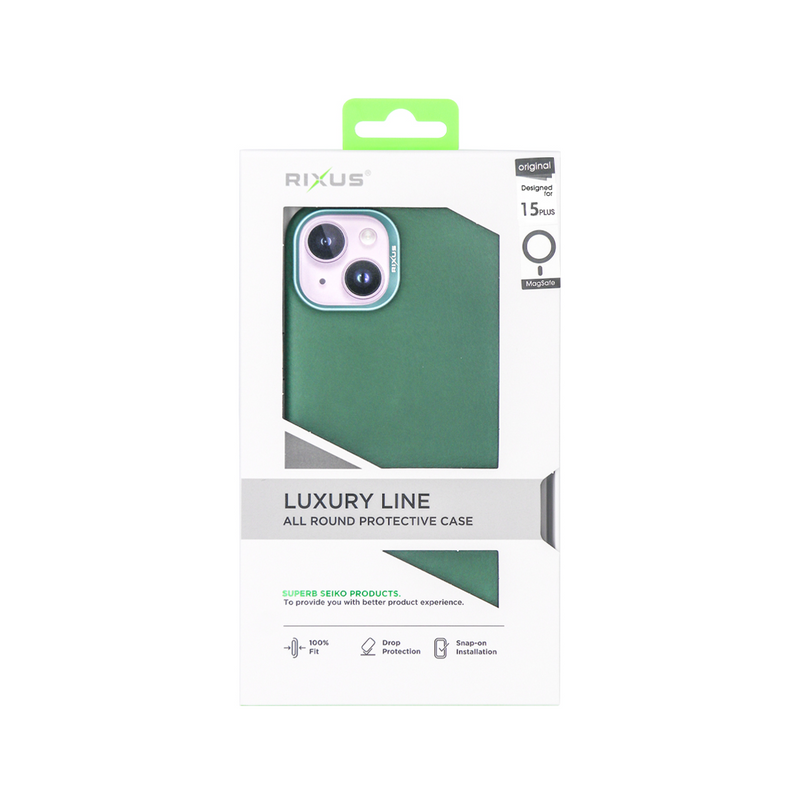 Rixus pour iPhone 15 Plus Classic 02 Case avec MagSafe Vert