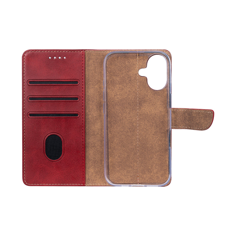 Rixus Bookcase For iPhone 16 Dark Red