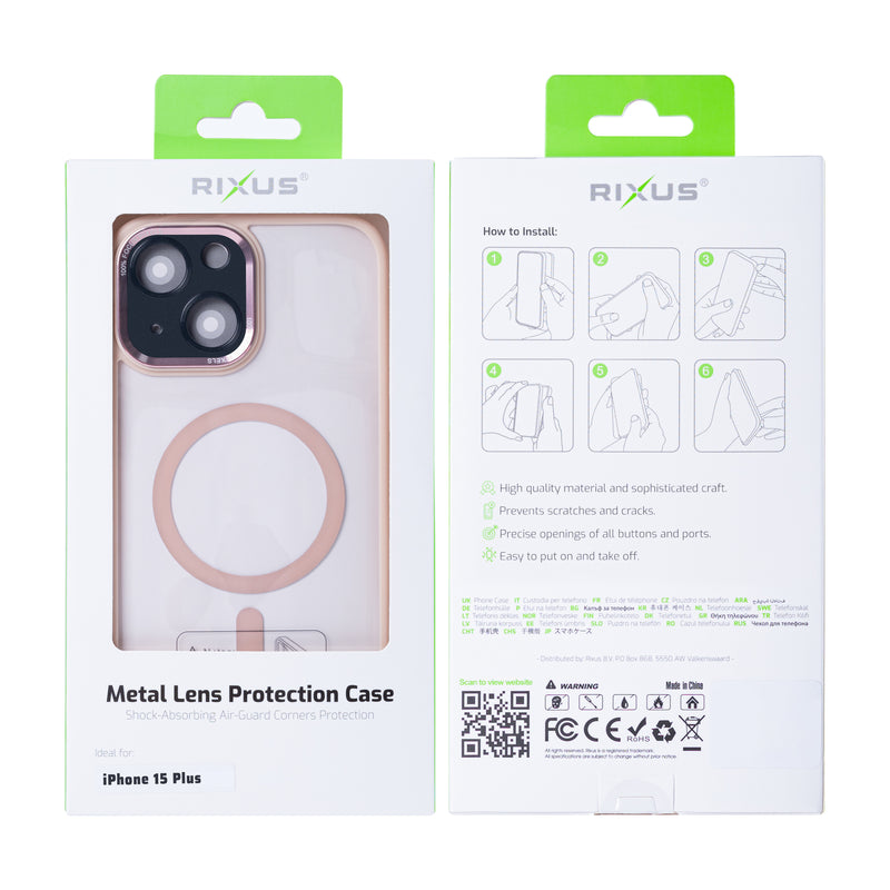 Rixus Classic 04 Case With MagSafe For iPhone 15 Plus Pink