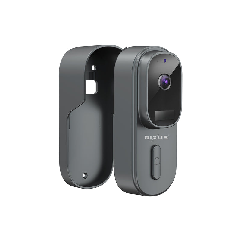 Rixus Wireless Battery Powered Doorbell With Camera Gray