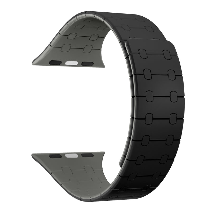 Rixus Para Apple Reloj de 42 mm, 44 mm, 45 mm, correa de silicona de 49 mm con negro magnético + gris