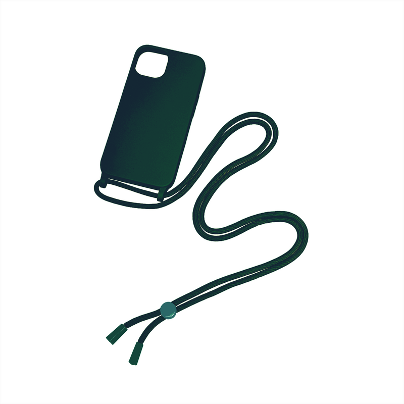 Rixus Pour iPhone 14 Pro TPU Necklace Cord Cover Vert Foncé
