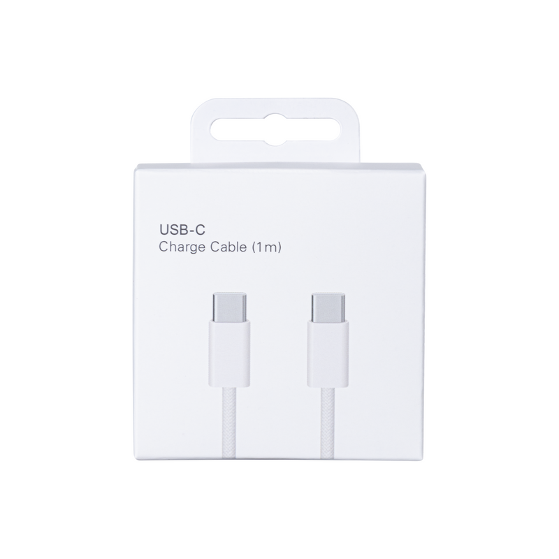 Para Apple Cable USB-C a USB-C para iPhone 15 100cm 60W Woven Blanco Caja al por menor