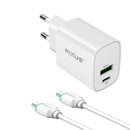 Rixus RX90CC Adapter With USB-C To USB-C Cable 100CM 20W White