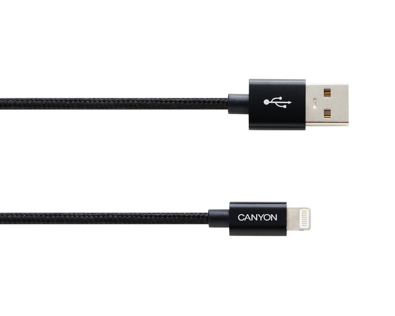 Canyon CFI-3 Cable USB a Lightning 5W 1Mtr Trenzado Negro