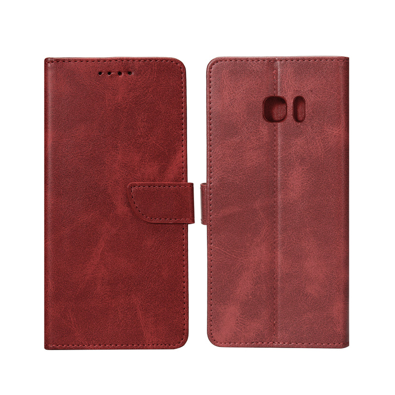 Rixus Bookcase For Samsung Galaxy S7 Edge G935F Dark Red