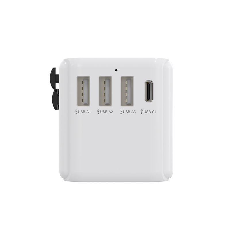 Rixus Adaptador Mundial Con 3 Puertos USB Y 1 PD Blanco