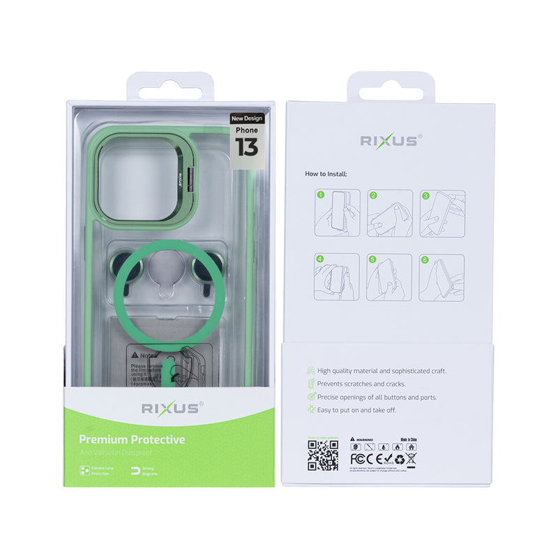 Rixus Classic 03 Case With MagSafe For iPhone 13 Light Green