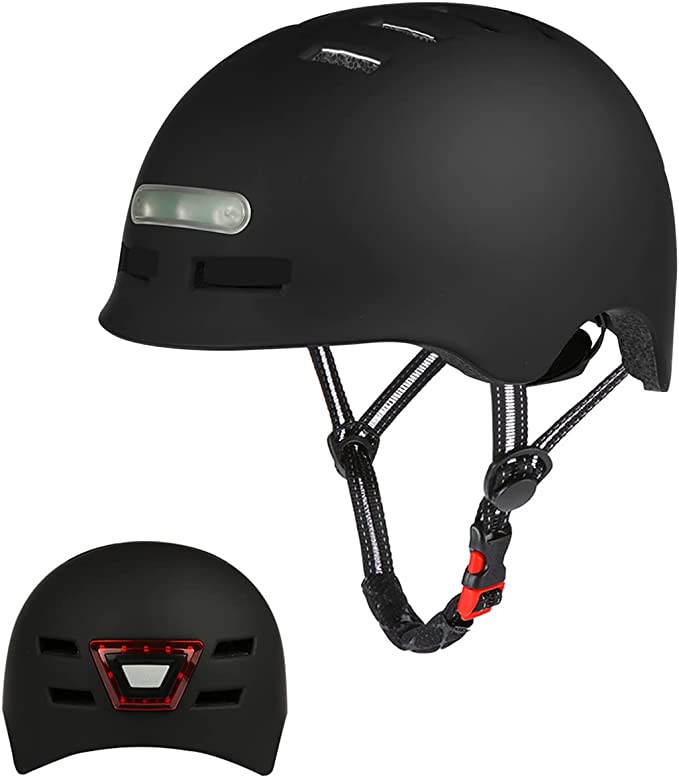 Helmet with back and front led - Black size M