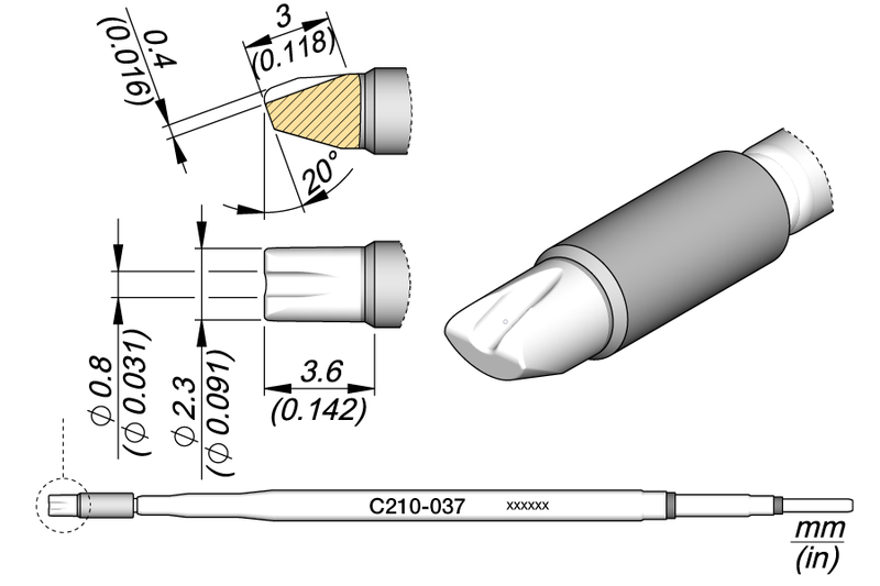 JBC Cartridge Barrell Ø 0,8 L (C210037)